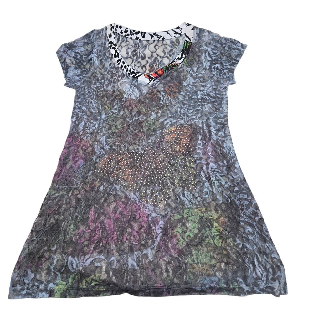 Unbranded Light Weight Tunic Top Animal Print Neckline Size Medium Multicolor